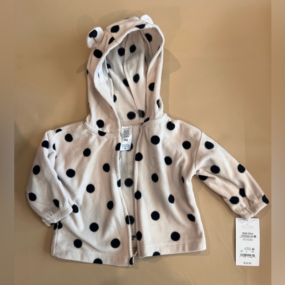 Carter's Cream and Black Polka Dot Hoodie